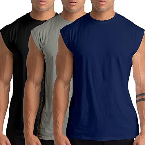 חפיסה 3 חבילות גופיות בגברים בגברים גופיות אימון חולצות טריקו ללא שרוולים אימוני טנקים אתלטים אימוני פיתוח