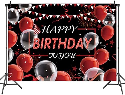 8 * 6 רגל לבן אדום ושחור יום הולדת שמח רקע צילום בלון קונפטי יום הולדת שמח באנר למסיבת יום
