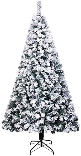 CYAYQ 7ft PVC שלג נוהר עץ אורן חג המולד מלאכותי, 1300 טיפים עץ חג המולד אוטומטי עם מעמד מתכת, ספינה