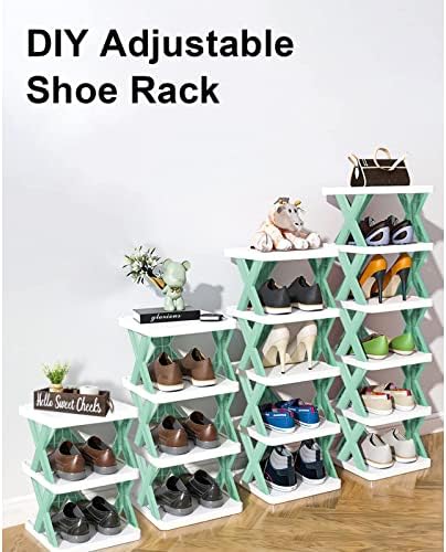 Lüzhong 6 שכבות מגדל נעליים אנכיות, מתלה נעליים פינה צרות, חוסך שטח DIY מארגן אחסון נעלי עמידה בחינם