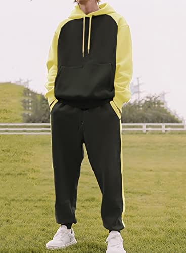 סט אימונית 2 חלקים לגברים של אושואנג, בגדי ריצה אקטיביים עם קפוצ ' ונים בסוודרים עם שרוולים ארוכים, טרנינג מזדמן