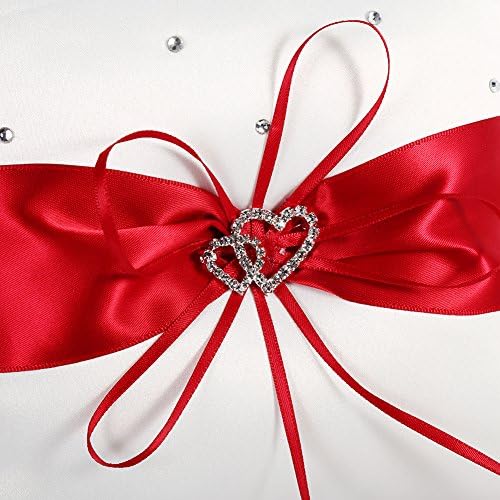 גלוגלו סרט דקורטיבי כרית נושא טבעת כרית רומנטית כרית עם קשת כפול לב ריינסטון, טקס מסיבת חתונת בית תפאורה,אספקת
