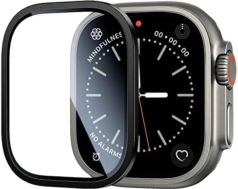 Bazo for Apple Watch Ultra Screen Protector 49 ממ, מסגרת סגסוגת טיטניום עם זכוכית מחוסמת 9H