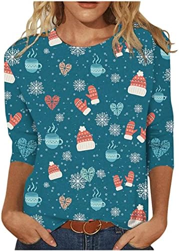 החג שמח חולצה נשים איל חג המולד עץ אורות טי בסוודרים חולצה מזדמן חמוד גרפי ארוך שרוול חולצות