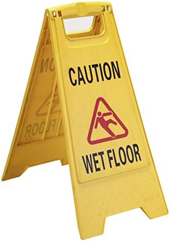 זהירות שלט רצפה רטוב-שלט אזהרה מסגרת, גובהו 24 אינץ '-נפתח 12 אינץ'-מושלם לבטיחות במסעדות, מחסנים, משרדים,
