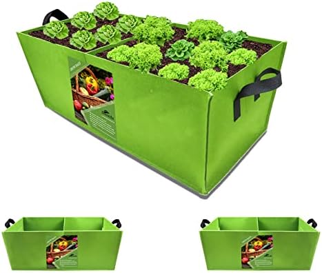 2 מחשבים צמח צמח שקית עם ידיות, מלבן ירוק של 10 ליטר בד כבד בדים מורמים מיטת גינה לבצל תפוח אדמה צמחי, סיר