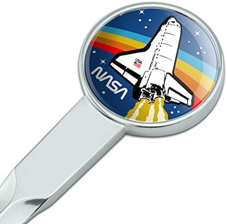 נאס א לוגו מעל מעבורת חלל עם קשת קלאסי כרום מצופה מתכת מעטפת מכתב פותחן גוזר