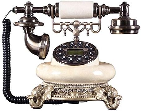 XJJZS טלפונים טלפונים חלבית רטרו לבן רטרו ענן אבן שרף כפתור מתכת סוג רינגטון כפול מתקשר תצוגה אופנה מושב
