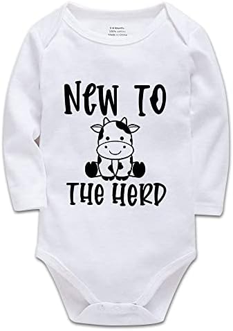 חדש בעדר - פרה מצחיקה בחווה - בגד גוף של תינוק אחד 0-24 חודשים
