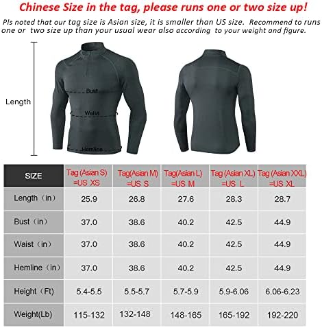 גברים של 1/4 רוכסן סוודר ארוך שרוול חולצות מהיר יבש ריצה אתלטי חולצות