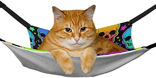 חתול ערסל צבעוני גולגולת חתול מיטת כלוב חלון מוט תליית שטח חיסכון עבור חיות מחמד קטנות 16.9 איקס 13