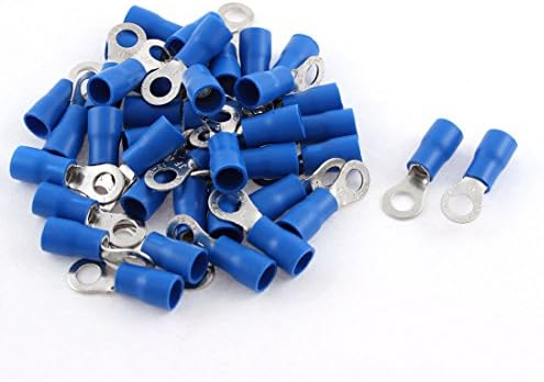 40 יחידות טבעת לשון מראש מבודד מסופי מחבר כחול עבור אוג 12-10 כבל (40 יחידות טבעת לשון מראש