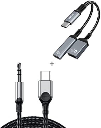 Zooaux USB C מתאם OTG + USB C עד 3.5 ממ כבל זכר 4ft