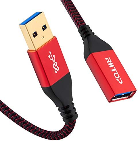 Riitop USB 3.0 כבל הרחבה קצר 1ft, USB 3.0 סוג A זכר לנקבה מאריך 5 ג'יגה -ביט לשנייה ניילון קלוע