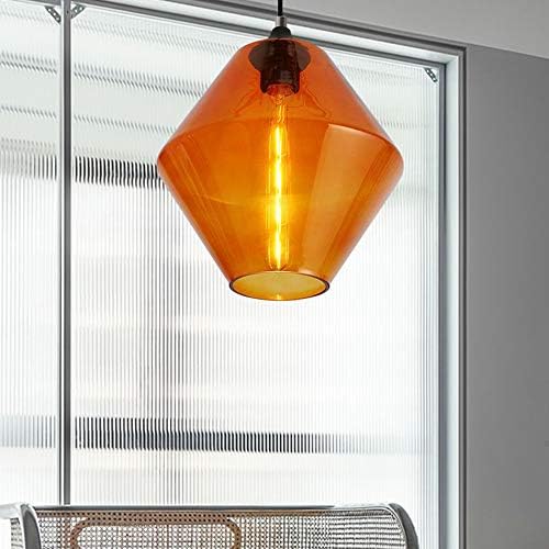 תאורת Kwoking תא תליון אי מודרני עם גוון יהלום זכוכית 1 אור מתכוונון מתכווננת מנורת תלייה לחדר שינה בסלון