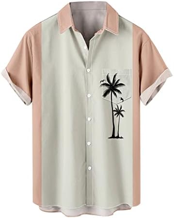 חולצות חוף לגברים עם כיס, גברים קיץ חולצות כושר רופף שרוול קצר חולצת הוואי מהיר יבש כפתור למטה טיז