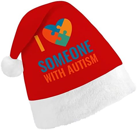 אני אוהב מישהו עם אוטיזם חג המולד כובע סנטה קלאוס כובעי קצר קטיפה עם לבן חפתים לגברים נשים חג המולד חג מסיבת