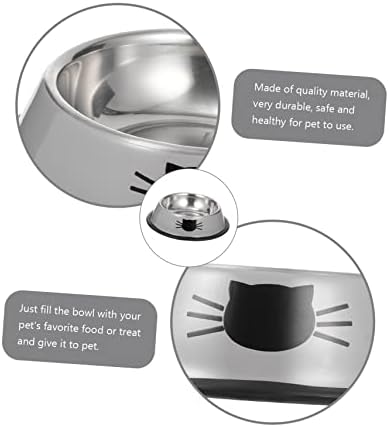 פטקאו מים מזון מיכל גומי ווטררר פלדה כלב אנטי מזין אספקת מתקן בינוני חתול לעבות האכלת אפור אכילה קטן