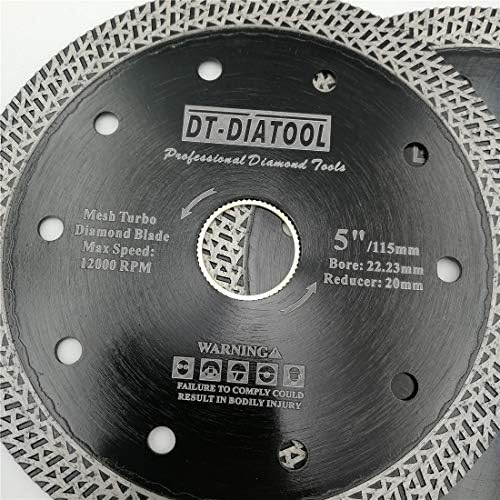 DT-Diatool 5 אינץ 'אריחים חיתוך חיתוך חרסינה חבילה של 5 עם קטע יהלומי רשת טורבו