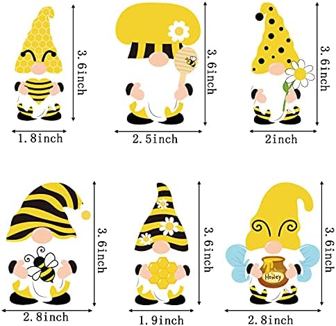 WATINC 25 חבילות דבורה גנום תלוי קישוט עץ, דבורת דבש צהובה גנום עם תליון מעץ לעיצוב מסיבת יום הולדת, חיות קיץ
