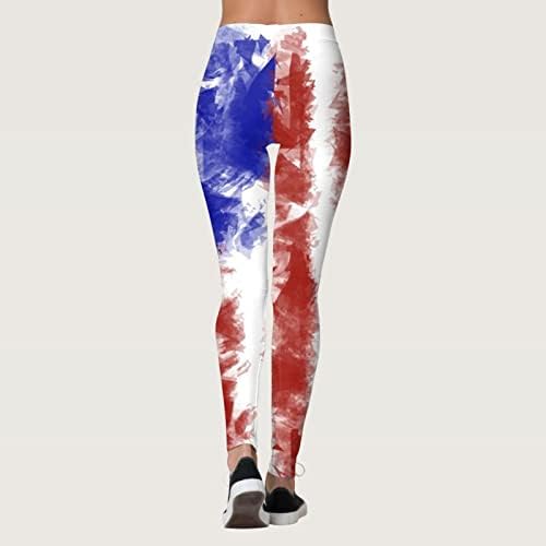 דגל אמריקאי 4 ביולי חותלות נשים בקרת בטן ארהב 4 ביולי מכנסיים ג'וג'ר מכנסיים מזדמנים הרמת יוגה ספורט יוגה