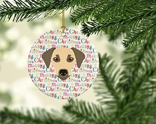 אוצרות קרוליין WDK1538CO1 SATO כלב קישוט קרמיקה לחג המולד שמח, רב -צבעוני, קישוטים לעץ חג המולד, קישוט תלוי לחג