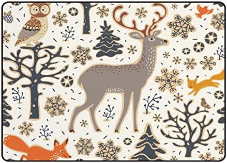 Xollar 80 x 58 בשטיחים גדולים לילדים שטיחים חורפי ינשוף ינשוף צבי שועל פתיתי שלג משתלת רכה פליימת שטיח פליימט
