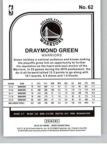 2019-20 Panini Hoops 62 Draymond Green Golden State Warriors כרטיס מסחר בכדורסל NBA