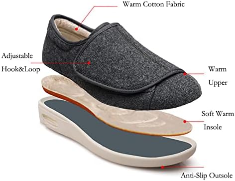 JCJNSL יוניסקס נעלי בית סוכרת רחבות במיוחד, זיכרון נוח מרופד זיכרון נוח נעליים אורטופדיות נעליים ללא החלקה לכאבי