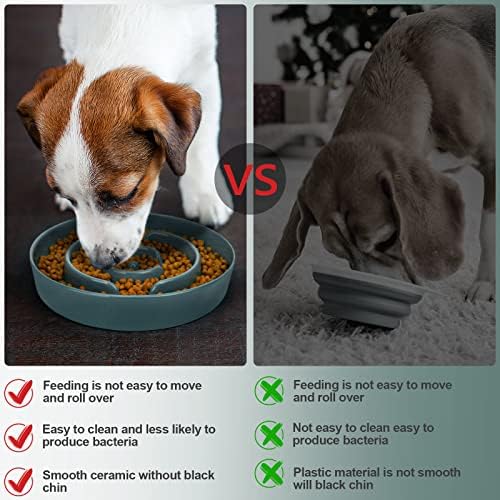 איטי מזין כלב קערות קרמיקה, 1.7 כוסות כבד החובה כלב מזון קערות עבור בינוני גדול כלבים בריא תזונה, קצר חוטם חיות