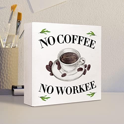 לא קפה לא עובד עץ סימן עיצוב שולחן, מצחיק קפה עץ בלוק סימן שולחן קישוטים לבית מטבח משרד קפה קפה בר שולחן