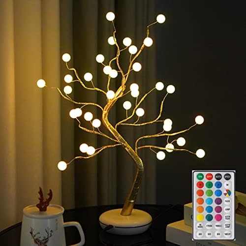 עץ חג המולד עם אורות קישוט מיני עץ נוריות LED לבנות חמות אור USB קישוט שולחן