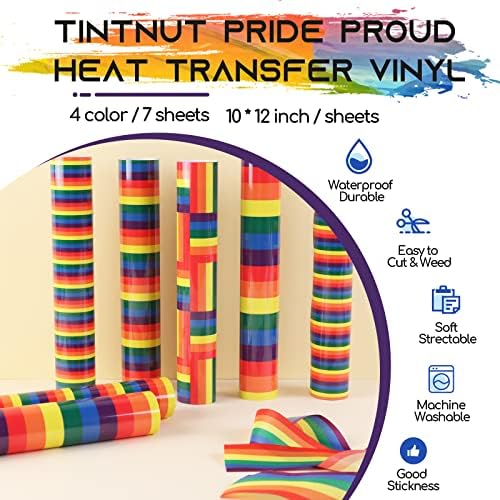 גאווה גאווה העברת חום גאה ויניל - 7 גיליונות 10x12 אינץ 'LGBTQ קשת HTV ויניל LGBTQ גאווה דפוס