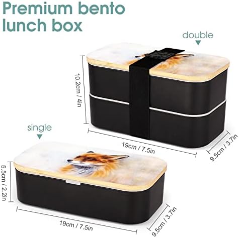 ציור של קופסת ארוחת צהריים של שועל כפול שועל כפול בנטו עם מיכל ארוחת צהריים הניתן לערימה כולל 2 מכולות