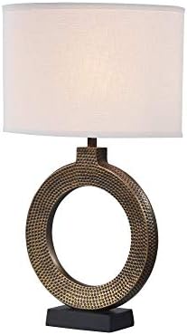 Aspen Creative 40214-11A, 25 מנורת שולחן מתכת מעבר גבוהה, גימור פליז עתיק וצל מנורה בצורת סגלג