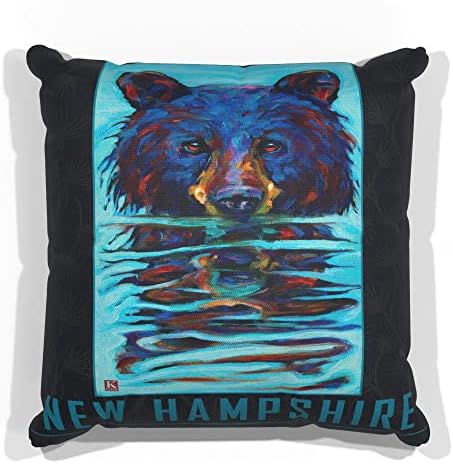 ניו המפשייר דוב רטוב בד זורקים כרית לספה או ספה בבית ומשרד מציור שמן מאת האמן קארי לר 18 x 18.