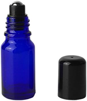 PinkLife 4 PCS חדש רולר זכוכית כחולה בקבוקי גלגל שמן אתרי הניתן למילוי ריק על בקבוקים ניחוח בושם קרם קוסמטי