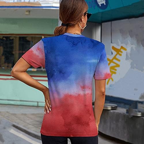 יבש טיפש לנשים נשים דגל אמריקה מזדמן הדפס דגל צוואר שרוול קצר חולצה חולצה חולצה חולצה חולצות אתלטיות