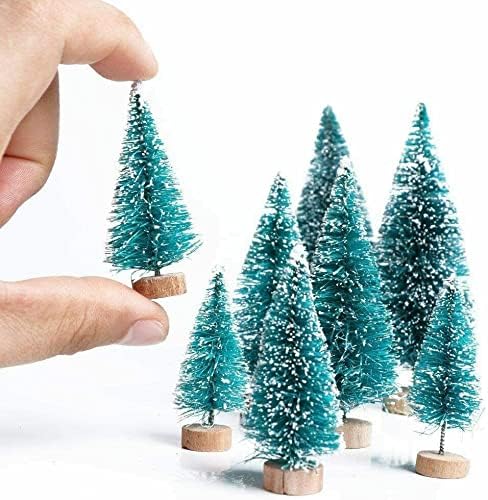 שולחן מיני חג המולד עץ חג המולד שלג מיני סיסל עצי אורן עץ מיני עם צבע בסיס עץ אקראי
