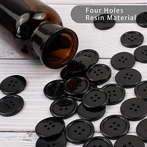 כפתורים שחורים 1 סנטימטר לתפירה חבילת כפתור שרף 25 ממ של 100 כפתורים שחורים גדולים למלאכה