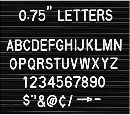 סט פלסטיק לבן של מספרי אותיות וסמלים לתווים אלפבית של לוח הלוח של הלוח הלוח, גובה 3.75 אינץ '