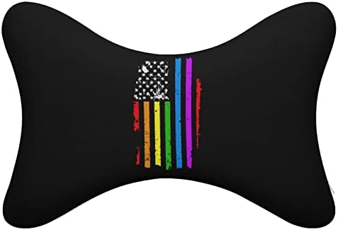 קשת LGBTQ גאווה גאווה דגל מכונית כרית צוואר 2 מחשבים נוחים כרית ראש נוחה כרית זיכרון נושם כרית מושב מכונית קצף
