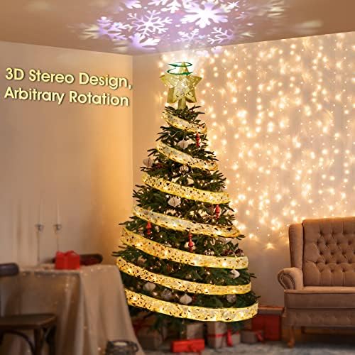 עץ חג המולד כוכב עליון מקרן אור ו -2 חתיכות LED דקורטיביות אורות מיתר סרטים אורות פיות לחג מסיבת חג המולד
