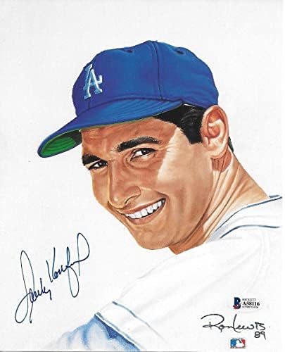 סנדי קופקס חתימה לוס אנג'לס דודג'רס רון לואיס אמנות 8x10 תמונה בקט אימת 2 - תמונות MLB עם חתימה