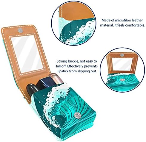 גלי ים מעגל גלוס מחזיק שפתון מקרה נייד איפור תיק נסיעות שפתון ארגונית מקרה עם מראה מיני שפתון תיבת אחסון עבור