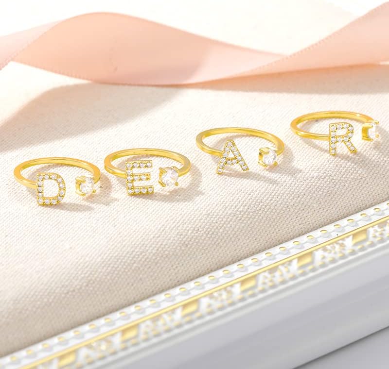3 חנות 26 מכתב טבעת לנשים זוג אירוסין חתונה תכשיטי קסם טבעת מתכוונן זירקון טבעת-זהב צבע-לשינוי גודל-37227