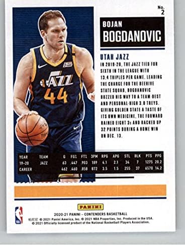 2020-21 מתמודדים של פאניני כרטיס עונה מס '2 בוג'אן בוגדנוביץ' יוטה ג'אז NBA כרטיס מסחר בכדורסל