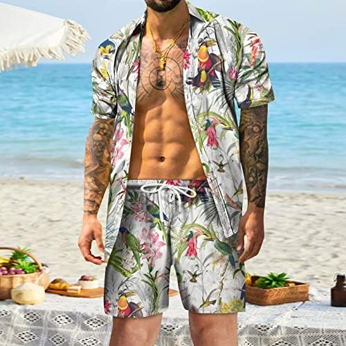 חולצת T קיץ חוף חוף קיץ קז'ואל מודפס מודפס עם שרוול מכופתור קצר