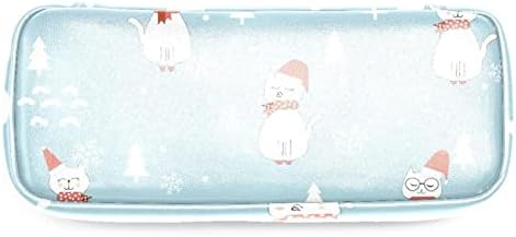 תיקי קוסמטיקה של Tbouobt תיקי איפור לנשים, שקיות טיול איפור קטנות, קריקטורה של חתול חיה לחג המולד