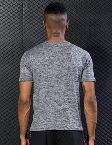 5 חבילות חולצות צוואר צוואר יבש מהיר של גברים. אימון חדר כושר אתלטי אימון שרוול קצר
